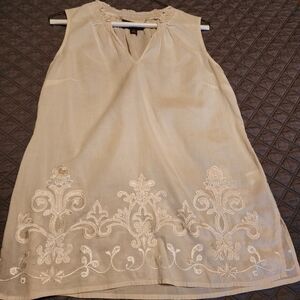 DANA BUCHMAN COTTON SLEEVELESS TUNIC WITH EMBROIDERY SIZE S